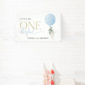 ブルーバルーン、緑、最初の誕生日へようこそ 横断幕 (インサイチュ)