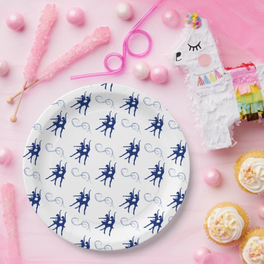 ブルーバレエダンサーパターン ペーパープレート (パーティー)