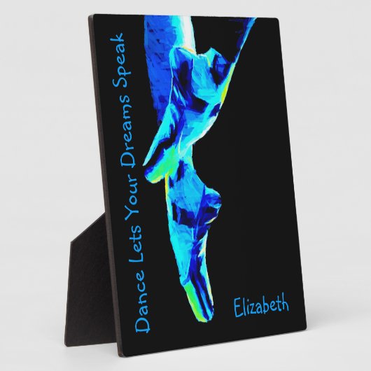 ブルーバレエポイントスリッパパーソナライズされたー フォトプラーク (側面)