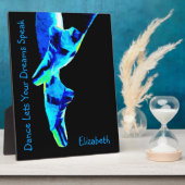 ブルーバレエポイントスリッパパーソナライズされたー フォトプラーク (側面)