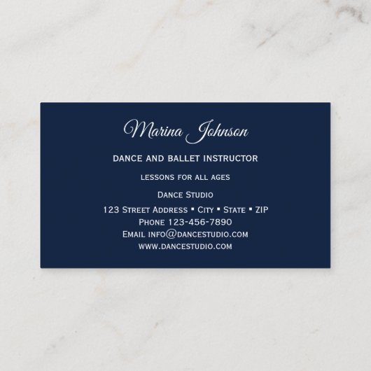 ブルーバレエモダンダンス先生名刺 名刺 (裏面)