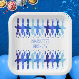 ブルーバレリナグループシルエットパーソナライズされた ペーパープレート