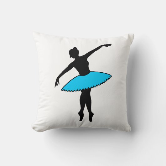 ブルーバレリナシルエットダンサーアンポインテ踊り クッション (正面)