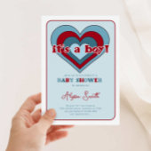 ブルーバレンタインデーハートボーイ赤ちゃんシャワー 招待状