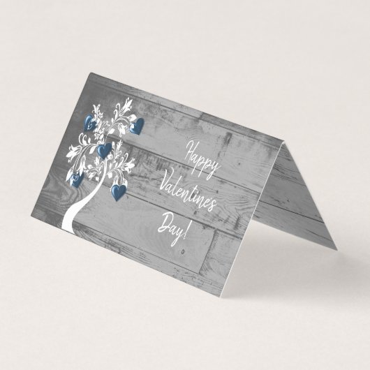 ブルーバレンタインハートツリー折り畳みカード (正面)