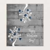 ブルーバレンタインハートツリー折り畳みカード (外部フラット)