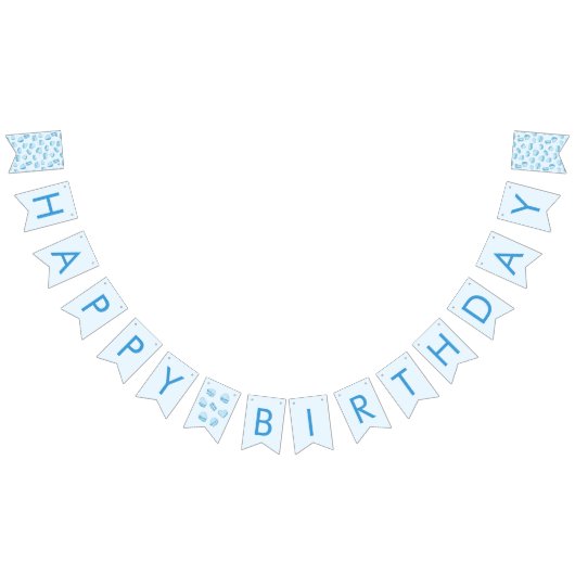 ブルーバレンタインハートバースデーパーティーデコール バンティングフラッグ (全)