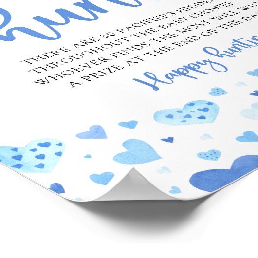 ブルーバレンタイン赤ちゃんシャワーおしゃぶり狩りサイン ポスター (角)