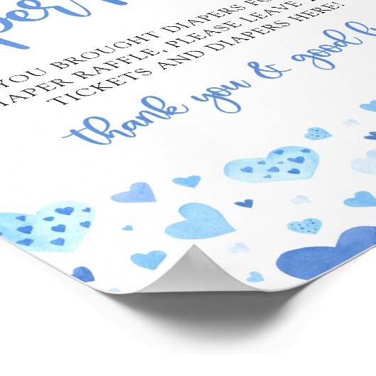 ブルーバレンタイン赤ちゃんシャワーおむつラッフルサイン ポスター (角)