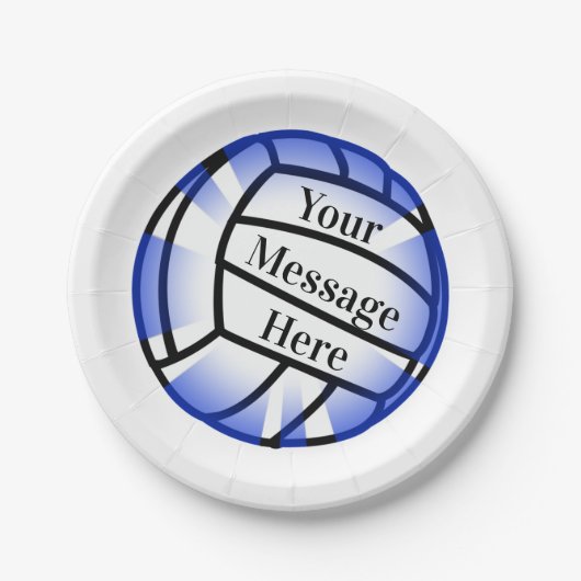 ブルーバレーボールカスタム紙パーティー ペーパープレート (正面)