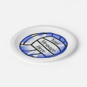 ブルーバレーボールカスタム紙パーティー ペーパープレート (アングル)