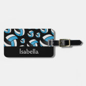 ブルーバレーボールスポーツパターン ラゲッジタグ (正面横)