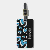 ブルーバレーボールスポーツパターン ラゲッジタグ (正面縦)