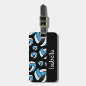 ブルーバレーボールスポーツパターン ラゲッジタグ (正面縦)