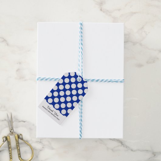 ブルーバレーボールテーマ誕生日 ギフトタグ (より糸付き)