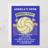 ブルーバレーボールバースデーパーティー招待状 (正面)