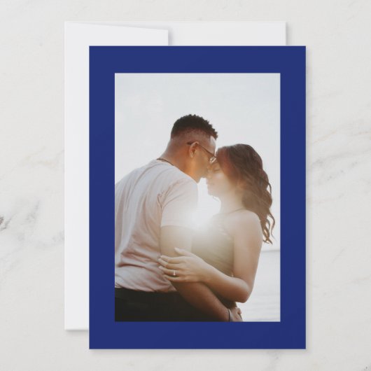 ブルーバロックのフォトキャッスル日付を保存招待状 招待状 (裏面)