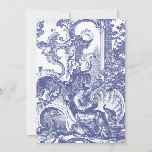 ブルーバロックフランスのトイルバースデーパーティー 招待状 (裏面)