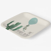 ブルーバロポップ・アートのンサボテン男の子の赤ちゃんシャワー準備完了 ペーパープレート (傾斜あり)