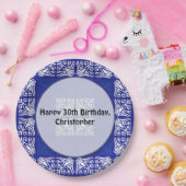 ブルーバンダナデザイン ペーパープレート (パーティー)