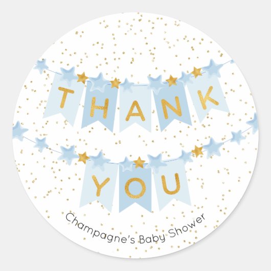 ブルーバンティンフラッグ金ゴールドありがとう ラウンドシール (正面)