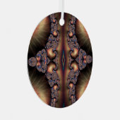 ブルーバンドゴールデンエスカルゴットフラクタル抽象芸術 メタルオーナメント (正面右)