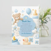 ブルーバンドルジョイ：男の赤ちゃんシャワー サンキューカード (スタンド正面)