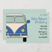 ブルーバンヴィンテージ誕生日 招待状 (正面/裏面)