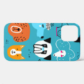 ブルーバーの上におもしろい犬を置いた、かわいいシームレスな模様 Case-Mate iPhoneケース (裏面 (横))
