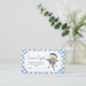 ブルーバーガーBBQベビーシャワーおむつラッフル エンクロージャーカード (スタンド正面)