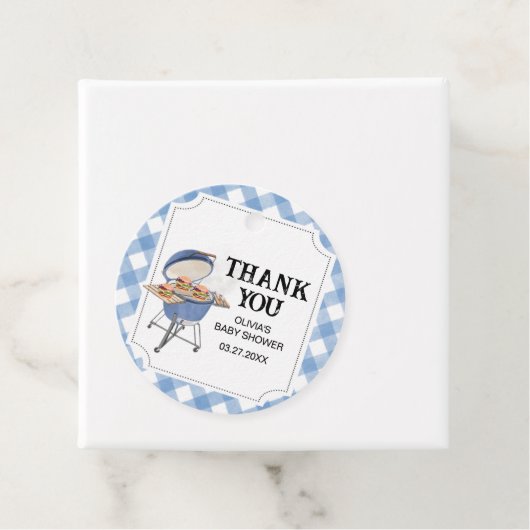 ブルーバーガーBBQベビーシャワーラウンド フェイバータグ (インサイチュ)