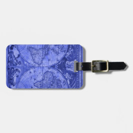 ブルーバージョンアンティークワールドマップJ Blaeu 1664 ラゲッジタグ