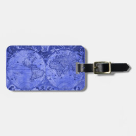 ブルーバージョンアンティークワールドマップJ Blaeu 1664 ラゲッジタグ