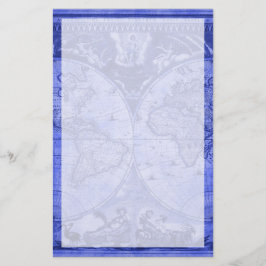 ブルーバージョンアンティークワールドマップJ Blaeu 1664 便箋