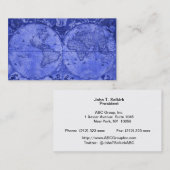 ブルーバージョンアンティークワールドマップJ Blaeu 1664 名刺 (正面/裏面)