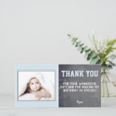 ブルーバースデーありがとうフォトカード子供用 サンキューカード (スタンド正面)