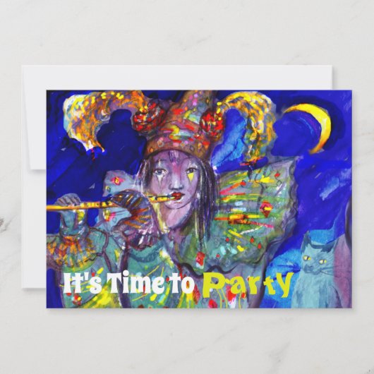 ブルーバースデーパーティーの招待でフルート派 招待状 (正面)