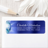 ブルーバースデーパーティーディスコボールスパークルアドレス ラベル (インサイチュ)