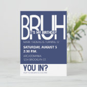 ブルーバースデーパーティーボーイ10代のブルーホワイト 招待状 (スタンド正面)