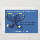 ブルーバースデーパーティーラケット&ボールテニス 招待状 (正面)