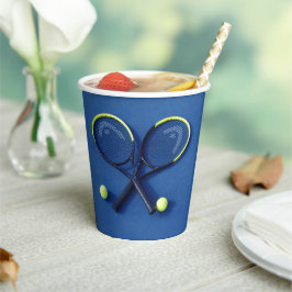 ブルーバースデーパーティーラケット&ボールテニス 紙コップ