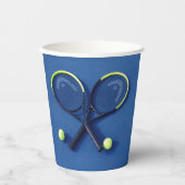 ブルーバースデーパーティーラケット&ボールテニス 紙コップ (正面)