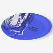 ブルーバースデー10代のはっきりしたタパーティーネット&バレーボール ペーパープレート (アングル)