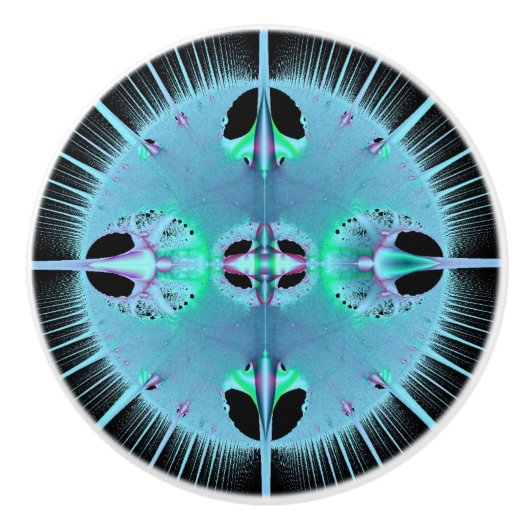 ブルーバーストのフラクタル引き出しとキャビネットノブ セラミックノブ (正面)