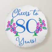 ブルーバーディ忘れーミーではなくフラワー80th誕生日 ラウンドクッション (裏面)