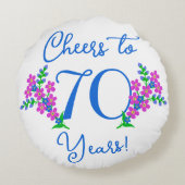 ブルーバーディ忘れーミーではなく花70th誕生日 ラウンドクッション (裏面)