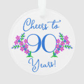 ブルーバーディ忘れーミーではなく花90誕生日 オーナメント (裏面)