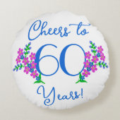 ブルーバーディ忘れーミーNot Flower 60th誕生日 ラウンドクッション (裏面)