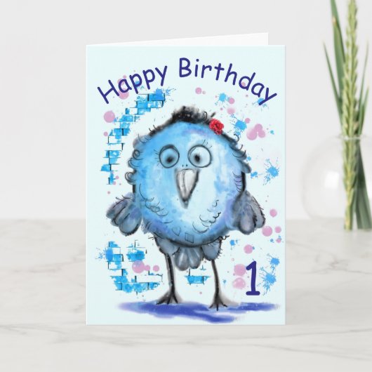 ブルーバードおもしろい誕生日カード カード (正面)