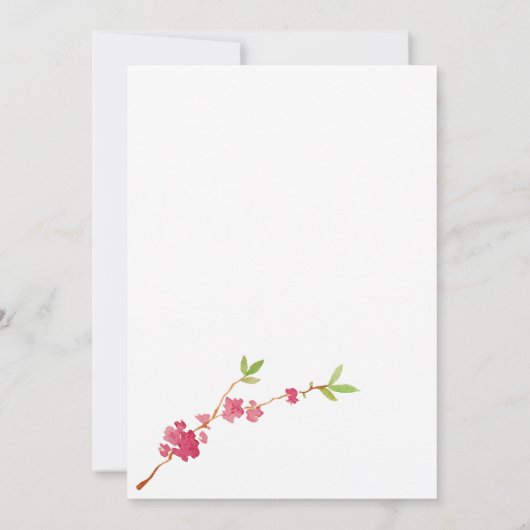 ブルーバードが付いている水彩画の桜 招待状 (裏面)